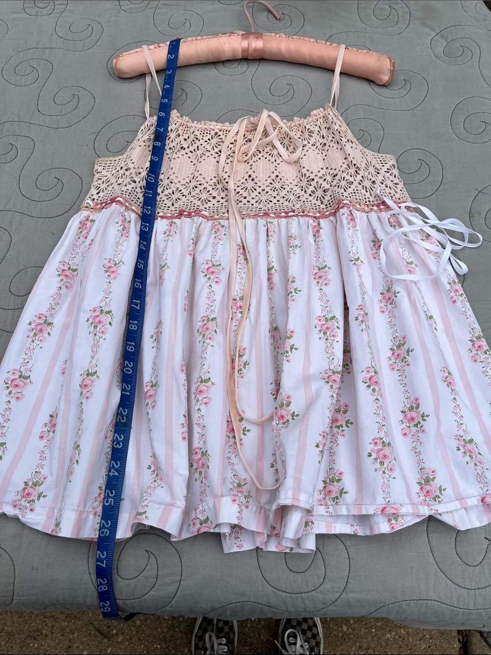 Upcycled Canon Pink Floral Crochet Camisole Top